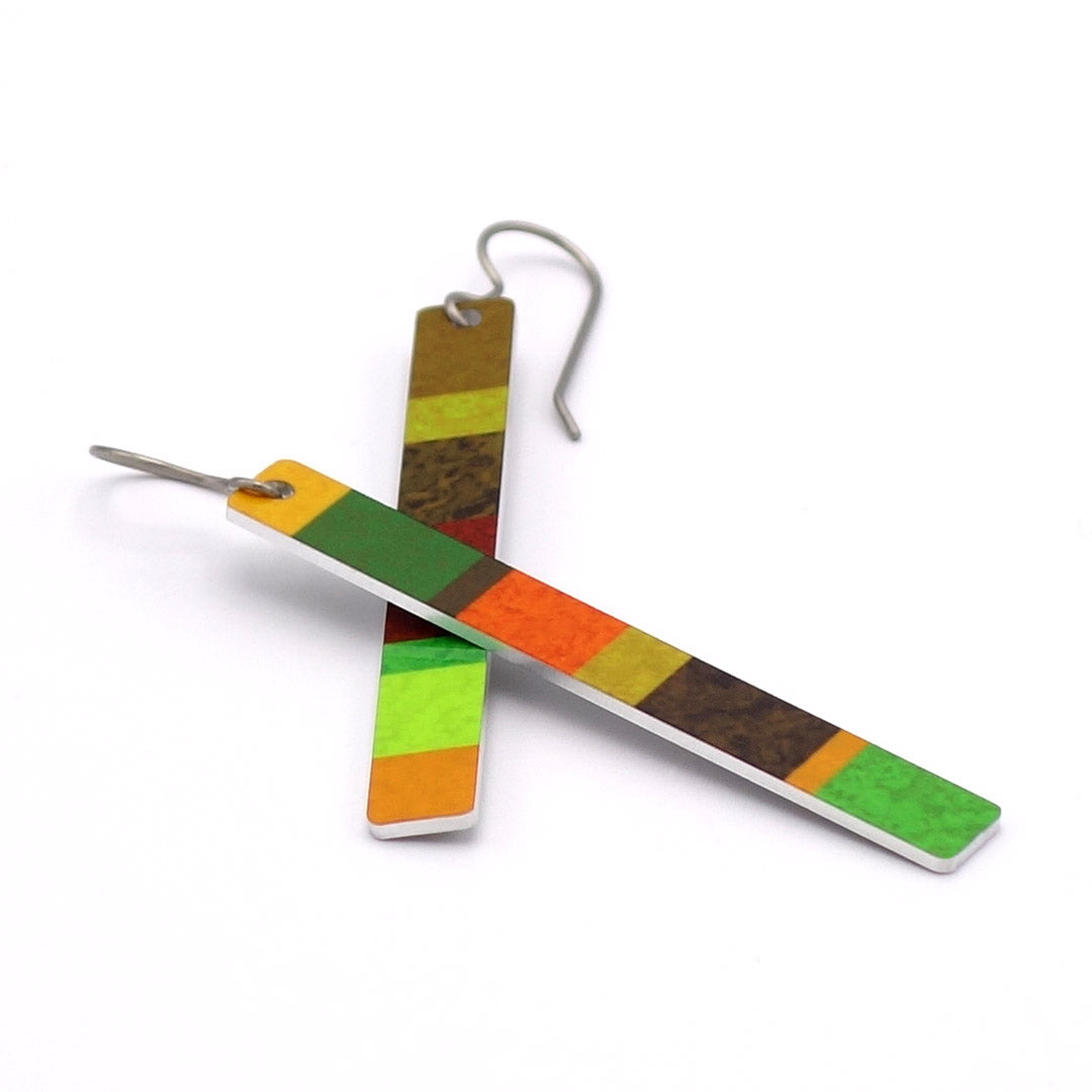 Earth tone color block bar earrings by ColorUpLife.