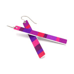 Pink and Purple color block earrings for Valentine's Day, designed by ColorUpLife.