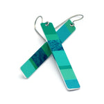 Teal color block bar earrings by ColorUpLife.