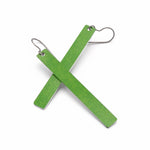 Green color rod bar earrings by ColorUpLife.