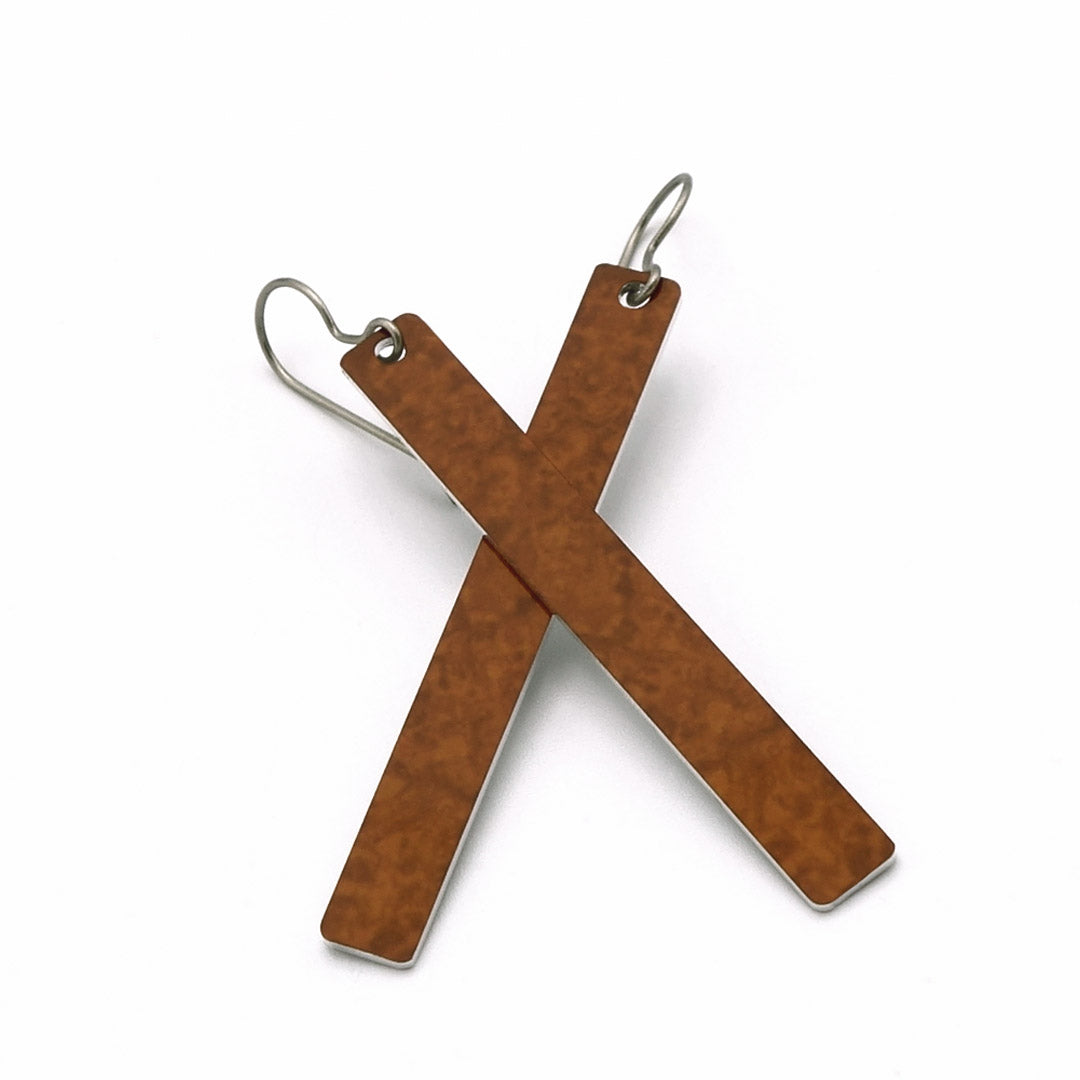 Brown color rod bar earrings by ColorUpLife.