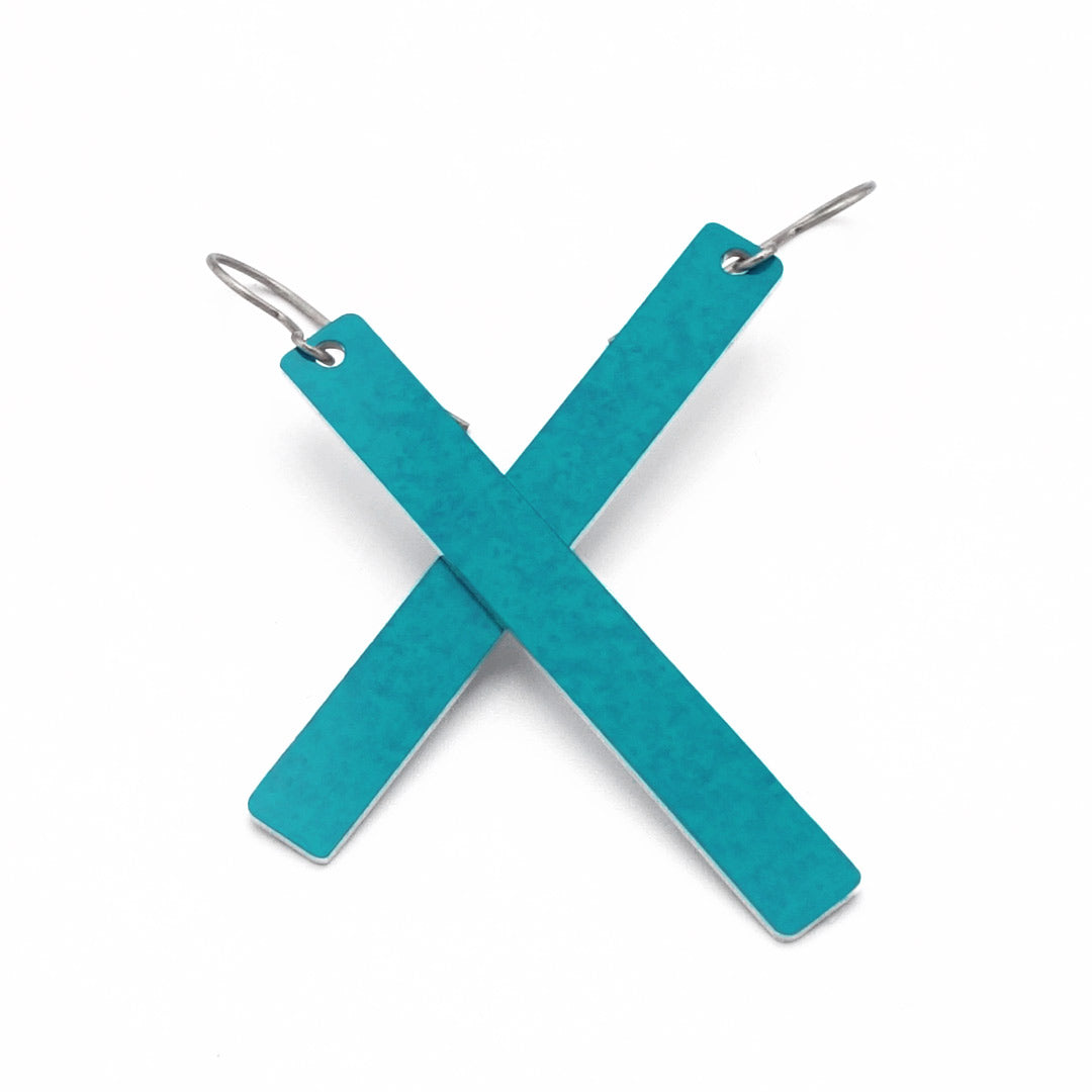 Turquoise color rod bar earrings by ColorUpLife.