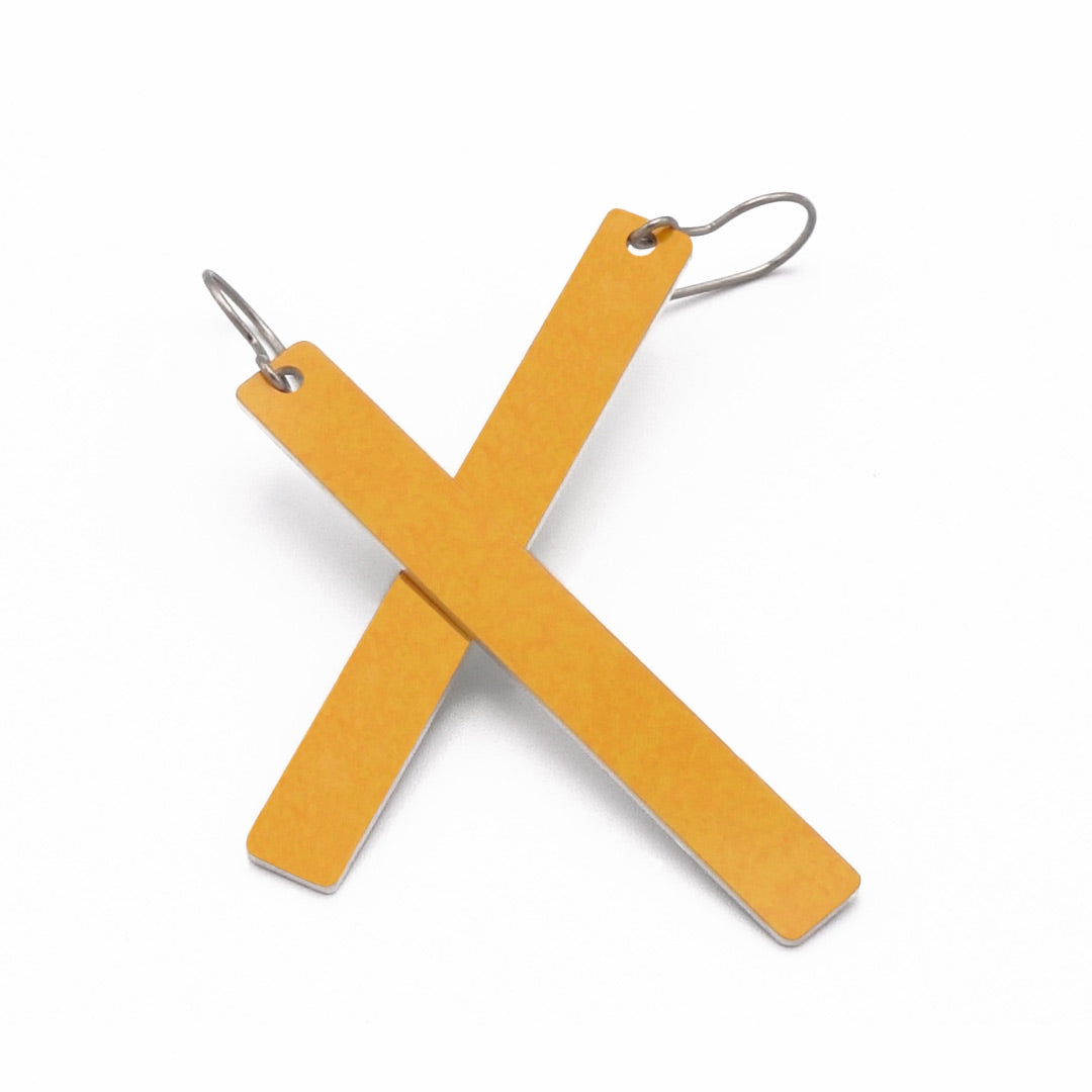 Yellow color rod bar earrings by ColorUpLife.