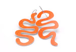 Large orange squiggle earrings by ColorUpLife.