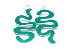 Large teal squiggle earrings by ColorUpLife.