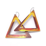 90's inspired, large colorful triangle earrings in brown by ColorUpLife.