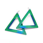 90's inspired, large colorful triangle earrings in green by ColorUpLife.