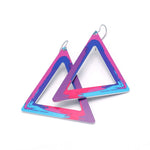 90's inspired, large colorful triangle earrings in purple by ColorUpLife.