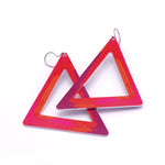 90's inspired, large colorful triangle earrings in red by ColorUpLife.