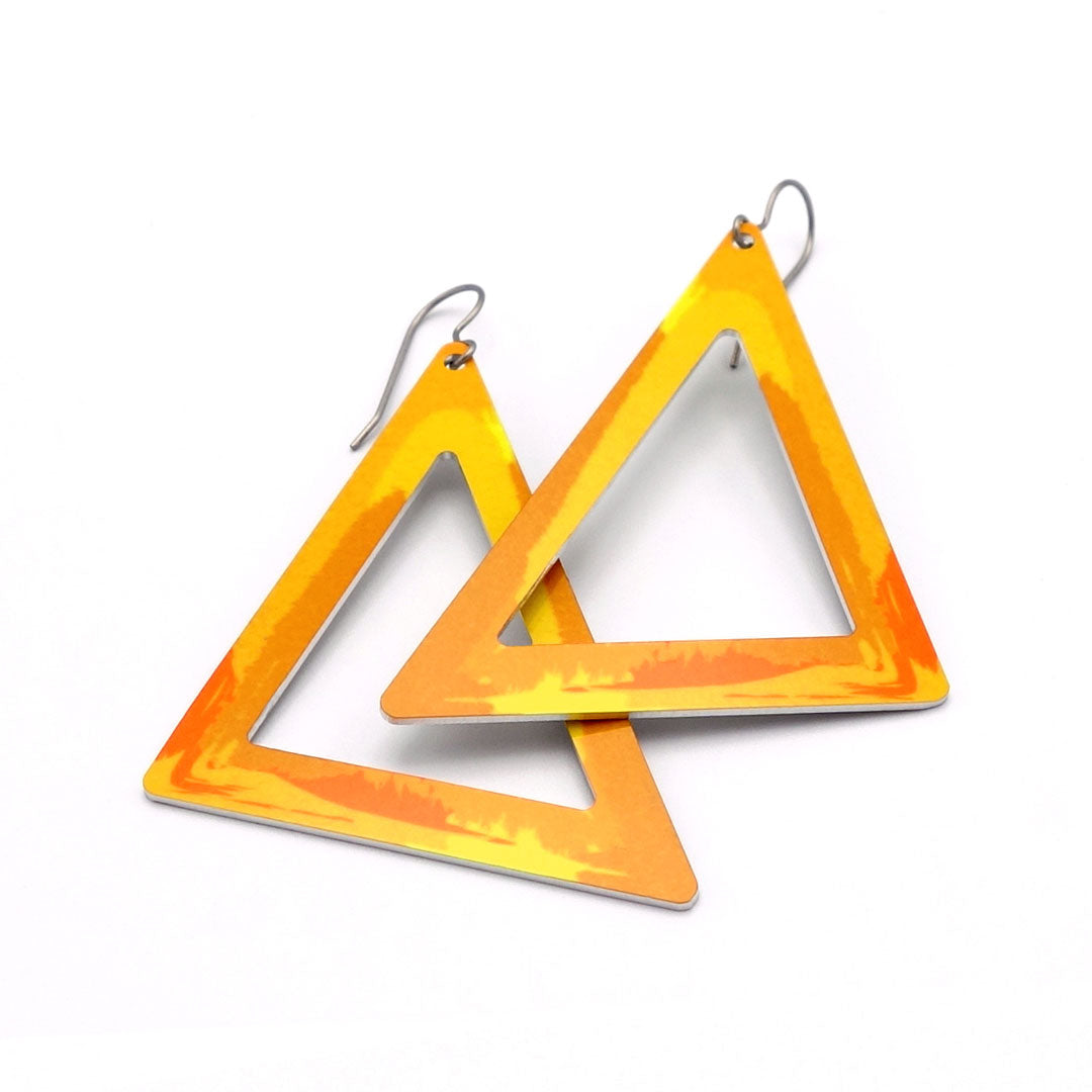 90's inspired, large colorful triangle earrings in yellow by ColorUpLife.