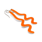 Long zig zag dangle earrings in blaze orange by ColorUpLife.