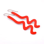 Long zig zag dangle earrings in torch red by ColorUpLife.