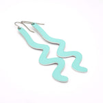 Long zig zag earrings in tropical turquoise by ColorUpLife.