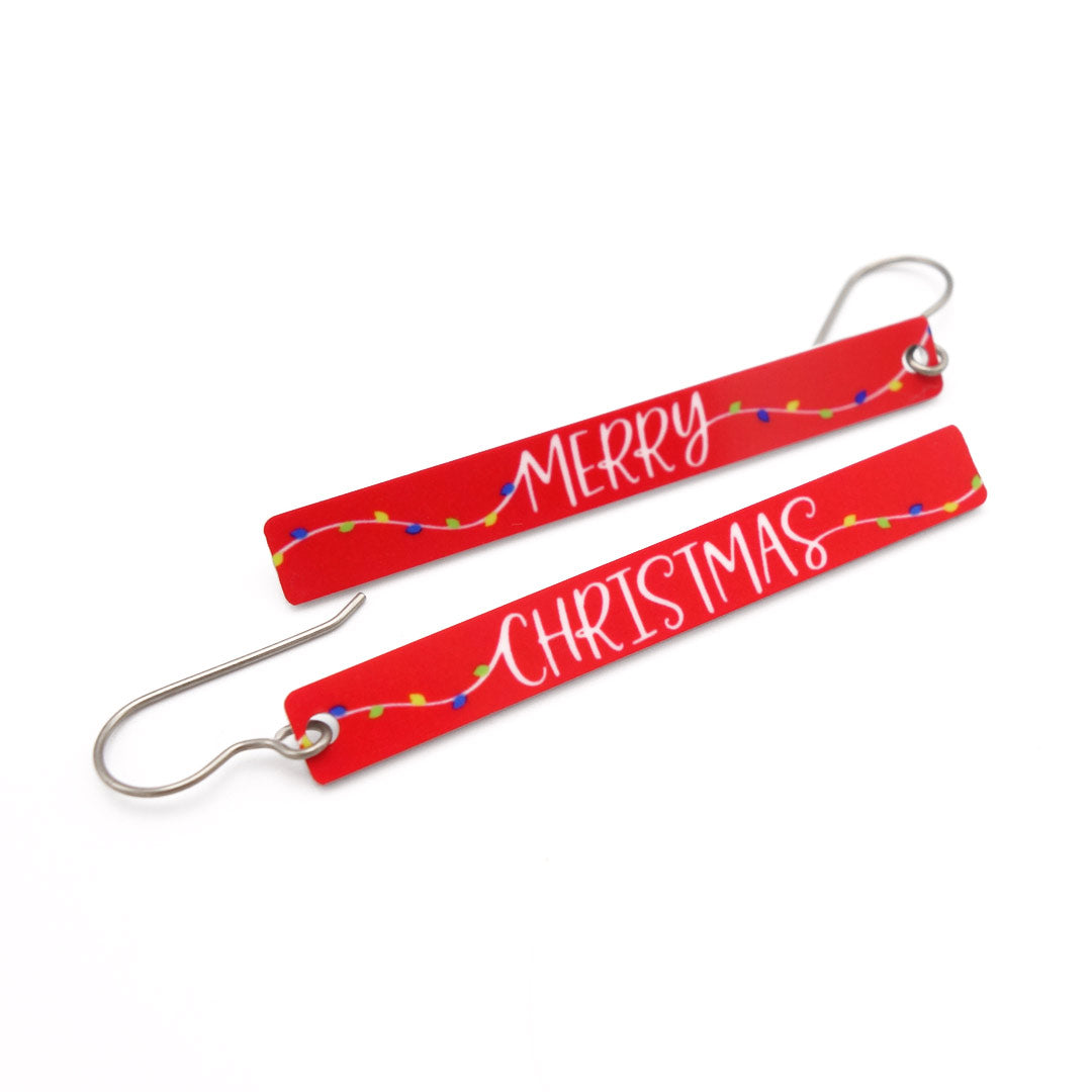 Merry Christmas word earrings by ColorUpLife.