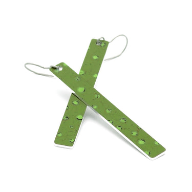 Green polka-dot bar earrings by ColorUpLife.