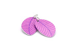 A pair of small leaf earrings in lilac purple by ColorUpLife.